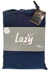 Lazy Linen 'Pure Washed Linen' Duvet Cover in Navy - Size: Super King - thumbnail 2