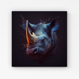 Warren Reed - Designer Rhino Face Splashart Canvas in Grey - Size: w10 inch x h10 inch - thumbnail 1