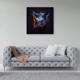 Warren Reed - Designer Rhino Face Splashart Canvas in Grey - Size: w10 inch x h10 inch - thumbnail 4