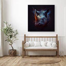 Warren Reed - Designer Rhino Face Splashart Canvas in Grey - Size: w10 inch x h10 inch - thumbnail 3