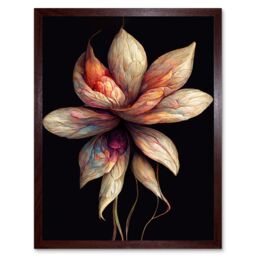 "Artery8 Wall Art Print Abstract Flower Display On Dark Background Art Framed in Brown - Size: W12"" x H16""" - thumbnail 1