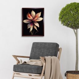 "Artery8 Wall Art Print Abstract Flower Display On Dark Background Art Framed in Brown - Size: W12"" x H16""" - thumbnail 2