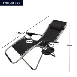 Samuel Alexander Multi Position Garden Zero Gravity Relaxer Chair Sun Lounger in Black & Silver - thumbnail 8