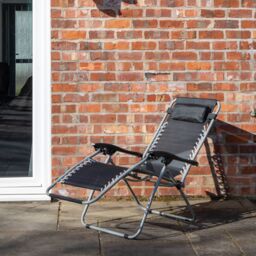 Samuel Alexander Multi Position Garden Zero Gravity Relaxer Chair Sun Lounger in Black & Silver - thumbnail 2
