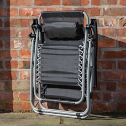 Samuel Alexander Multi Position Garden Zero Gravity Relaxer Chair Sun Lounger in Black & Silver - thumbnail 7