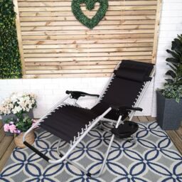 Samuel Alexander Multi Position Garden Zero Gravity Relaxer Chair Sun Lounger in Black & Silver - thumbnail 3