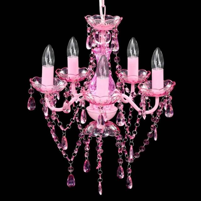 Berkfield Home Beautiful Crystal Light 5 Bulbs Pink - image 1