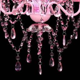 Berkfield Home Beautiful Crystal Light 5 Bulbs Pink - thumbnail 5