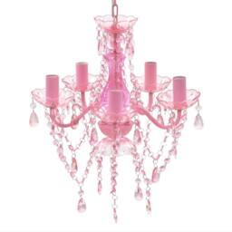 Berkfield Home Beautiful Crystal Light 5 Bulbs Pink - thumbnail 2