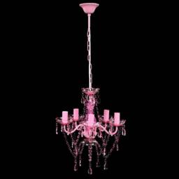 Berkfield Home Beautiful Crystal Light 5 Bulbs Pink - thumbnail 3