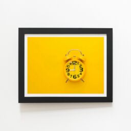 "Warren Reed - Designer Yellow Alarm Clock Framed Art Print in Black - Size: W8"" x H10""" - thumbnail 2