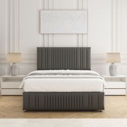 "BSSPOKE Rosie Divan Bed Set 24""Headboard & Footboard 2Drawers Footend Mattress in Grey - Size: Small Double" - thumbnail 2
