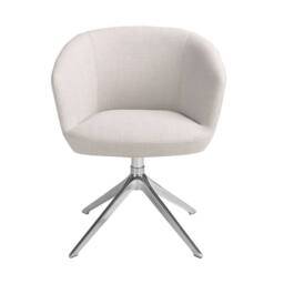Angel Cerda Light Grey Fabric Swivel Dining Chair, Chrome Legs - thumbnail 2