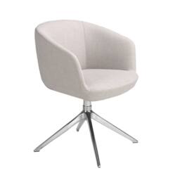 Angel Cerda Light Grey Fabric Swivel Dining Chair, Chrome Legs