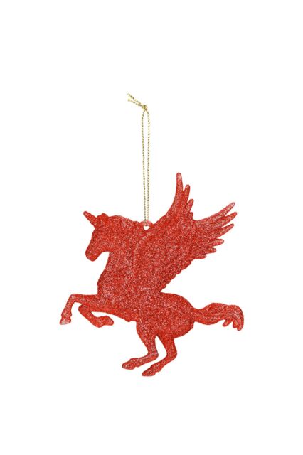 VFM e-Store Christmas Tree Decoration Hanging Glitter Flying Unicorn X Red - image 1