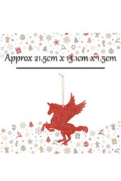 VFM e-Store Christmas Tree Decoration Hanging Glitter Flying Unicorn X Red - thumbnail 2