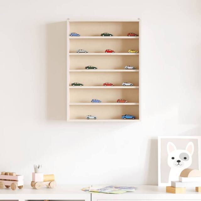 Berkfield Home Wall Display Cabinet with 6 Shelves 40x8.5x55 cm in Light Tan - image 1