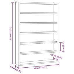Berkfield Home Wall Display Cabinet with 6 Shelves 40x8.5x55 cm in Light Tan - thumbnail 9