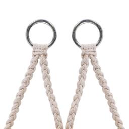 Wyld and Coco White Macrame Hanging Chair - Plaited Cotton Seat Indoor Swing - thumbnail 7