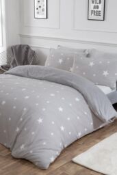 OHS Star Teddy Duvet Cover with Pillowcase Set in Light Grey - Size: King - thumbnail 1