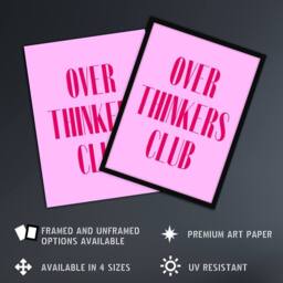"Artery8 Overthinkers Club Simple Modern Pink Wall Art Print - Size: W12"" x H16""" - thumbnail 2