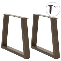 Berkfield Home Dining Table Legs V-Shape 2 pcs Natural Steel 70x(42-43.3) cm Steel in Brown - thumbnail 3