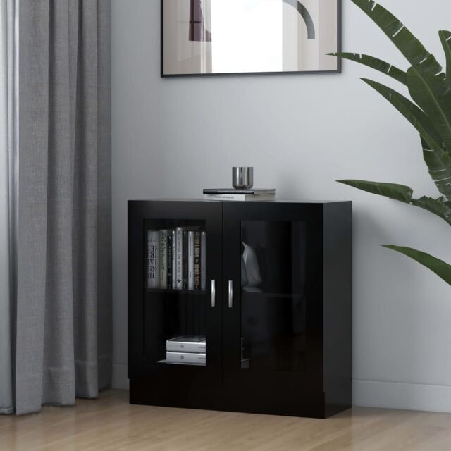 Berkfield Home Vitrine Cabinet Black 82.5x30.5x80 cm Engineered Wood - image 1