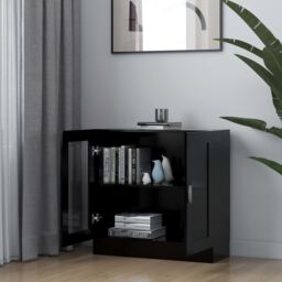 Berkfield Home Vitrine Cabinet Black 82.5x30.5x80 cm Engineered Wood - thumbnail 3
