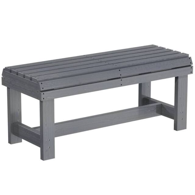 SPETLEK Grey 2 Seater Slatted Wooden Bench Outdoor Garden Leisure Seat - Size: 100 cm x 15 cm - image 1