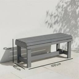 SPETLEK Grey 2 Seater Slatted Wooden Bench Outdoor Garden Leisure Seat - Size: 100 cm x 15 cm - thumbnail 2