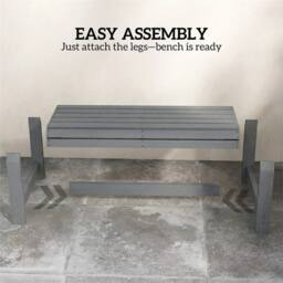 SPETLEK Grey 2 Seater Slatted Wooden Bench Outdoor Garden Leisure Seat - Size: 100 cm x 15 cm - thumbnail 4