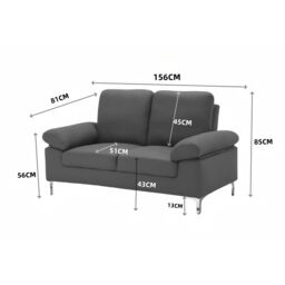 KOSY KOALA Modern Blue Sofa 2 1 Seater Set Fabric with Chrome Feet - Comfortable Couch with Cushion for Living Room, Bedroom or Office - thumbnail 5