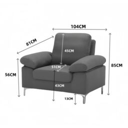 KOSY KOALA Modern Blue Sofa 2 1 Seater Set Fabric with Chrome Feet - Comfortable Couch with Cushion for Living Room, Bedroom or Office - thumbnail 6