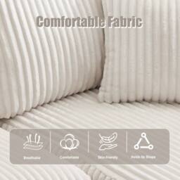Direct Wicker Modular Sectional Sofa, L Shaped Comfy Cloud Couch in Off-White - Size: 3 Seater - thumbnail 3