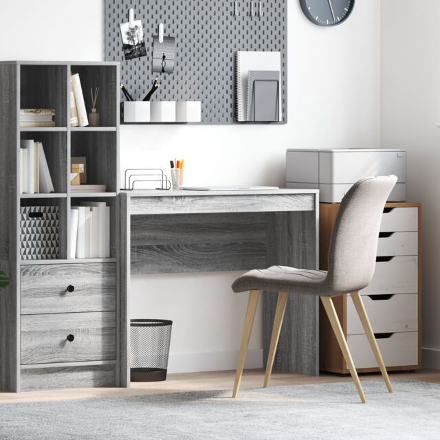 Berkfield Home Writing Desk Grey Sonoma Engineered wood 90 x 40 x 76 cm - image 1