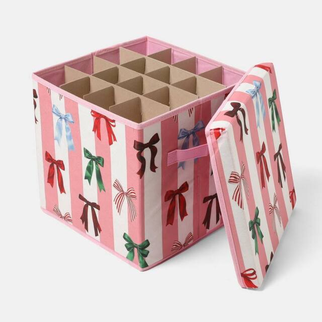 OHS Christmas Bauble Storage Box Festive Decoration Organiser 64 Slots in Pink - image 1