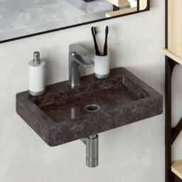 Berkfield Home Sink Black 38x24x6.5 cm Marble - thumbnail 2