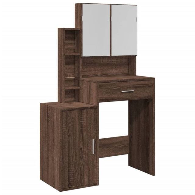 Berkfield Home Dressing Table with Cabinet Brown Oak 80x35x132 cm - Size: 80 x 35 x 132 cm - image 1