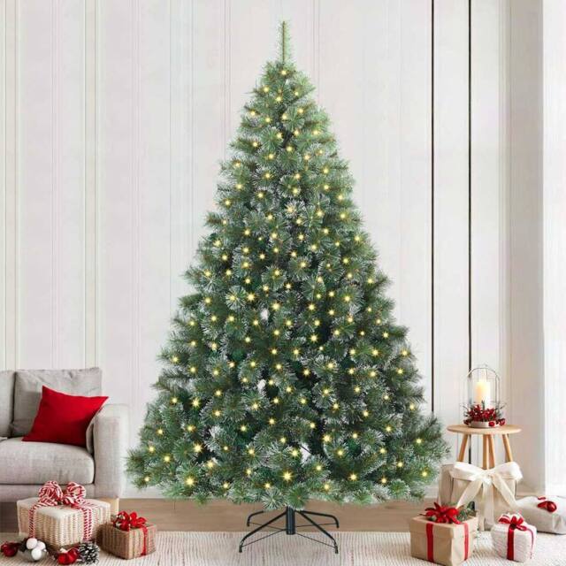 Berkfield Home Artificial Christmas Tree with 300 LEDs Green 240 cm PE & PVC - image 1