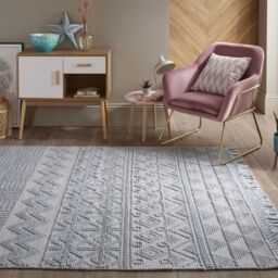 The Rug Shop UK Blue Kilim Luxurious Easy to clean Hand Made Geometric Area Rug - Size: 200 cm x 280 cm - thumbnail 1