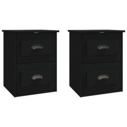 Berkfield Home Wall-mounted Bedside Cabinets 2 pcs Black 41.5x36x53cm - Size: 41.5x36x53 cm - thumbnail 1
