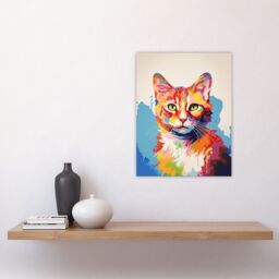 "Artery8 Wall Art Print Ginger Cat Lover Gift Pet Portrait Colourful Artwork Painting Poster - Size: W18"" x H24""" - thumbnail 4