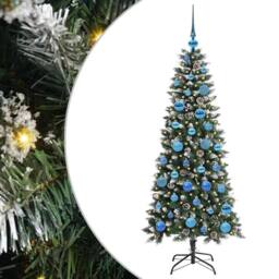 Berkfield Home Elegant Artificial Christmas Tree with 150 LEDs Green 66 x 66 x 150 cm - thumbnail 3