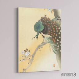 "Artery8 Peacock On A Cherry Blossom Tree Canvas Wall Art Print Koson in Orange - Size: W18"" x H24""" - thumbnail 2