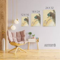 "Artery8 Peacock On A Cherry Blossom Tree Canvas Wall Art Print Koson in Orange - Size: W18"" x H24""" - thumbnail 4