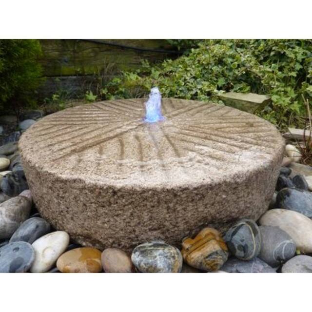 Buttercup Farm Old Mill Stone Fountain Garden Water Feature with Pump, Light - image 1
