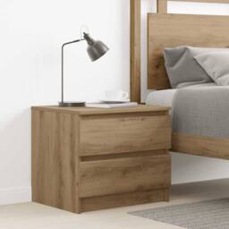 Berkfield Home Bedside Cabinet Artisan Oak 50x40x43.5 cm Engineered Wood in Brown - thumbnail 3