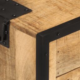 Berkfield Home Bedside Cabinet 43x30x51 cm Solid Rough Mango Wood in Brown - Size: 43 x 30 x 51 cm - thumbnail 6