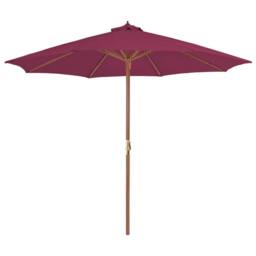 Berkfield Home Outdoor Parasol with Wooden Pole 300 cm Bordeaux Red - thumbnail 2