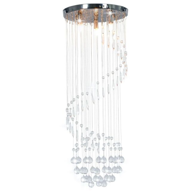 Berkfield Home Ceiling Lamp with Crystal Beads Silver Spiral G9 - image 1